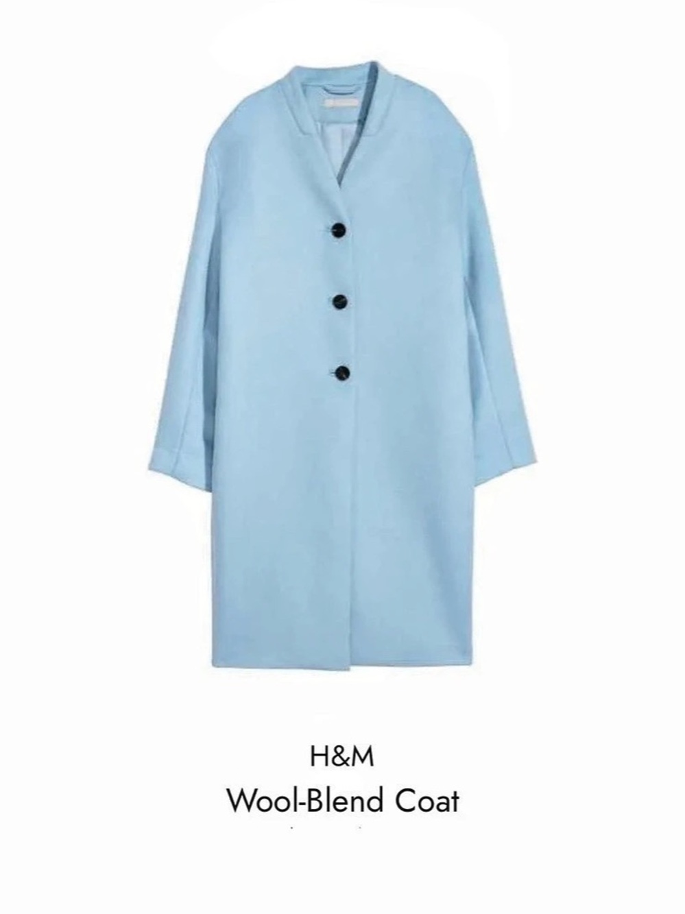 H&M Wool-Blend Coat in Light Blue Size 2, Like New